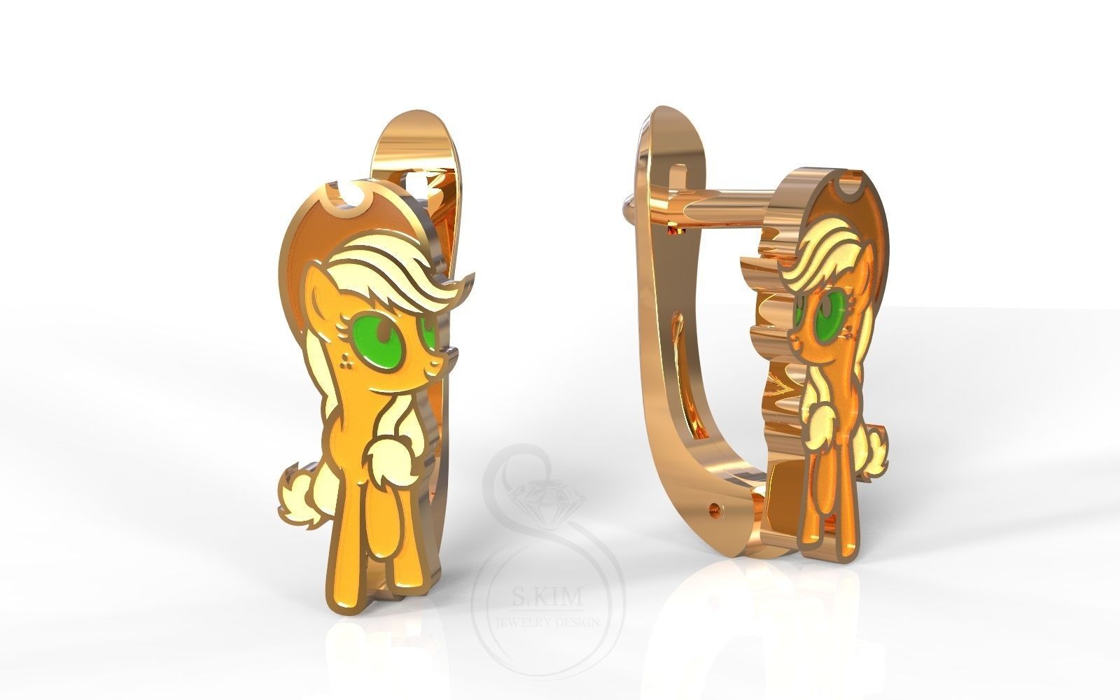 Applejack pony kid earrings  3D print model_1