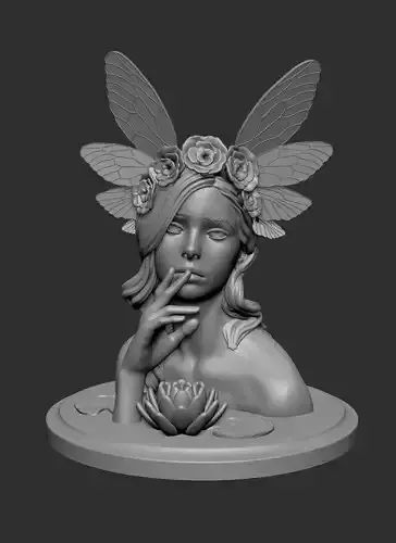 ninfea water lily girl - plus wacom pen holder version 3D print model