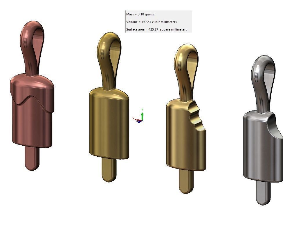 Popsicle Gold Pendant Charm Miniature 3D print model_9