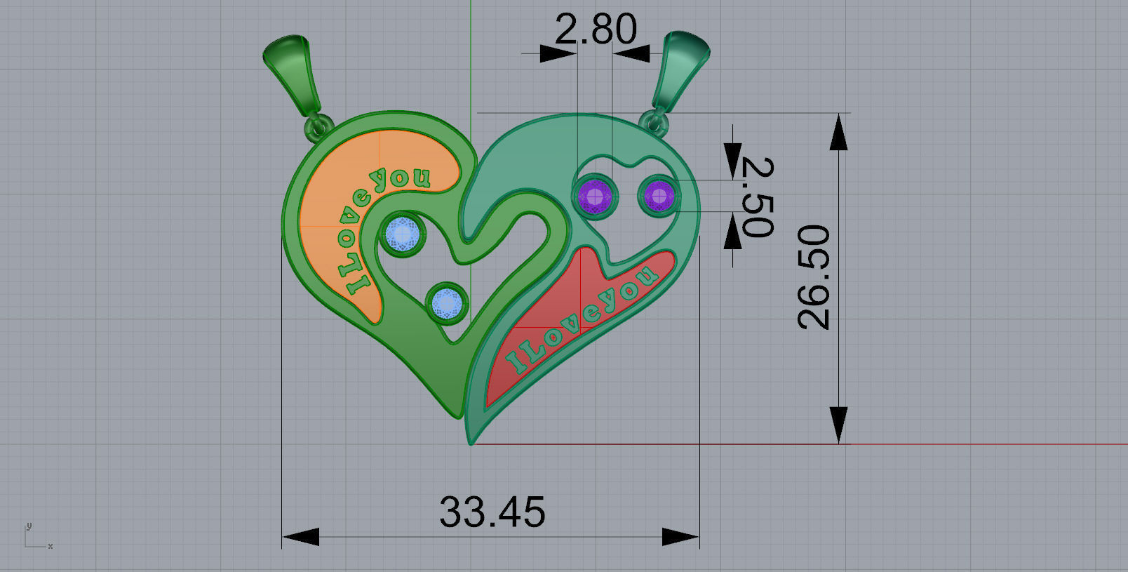 Hart Pendant 3D print model_3