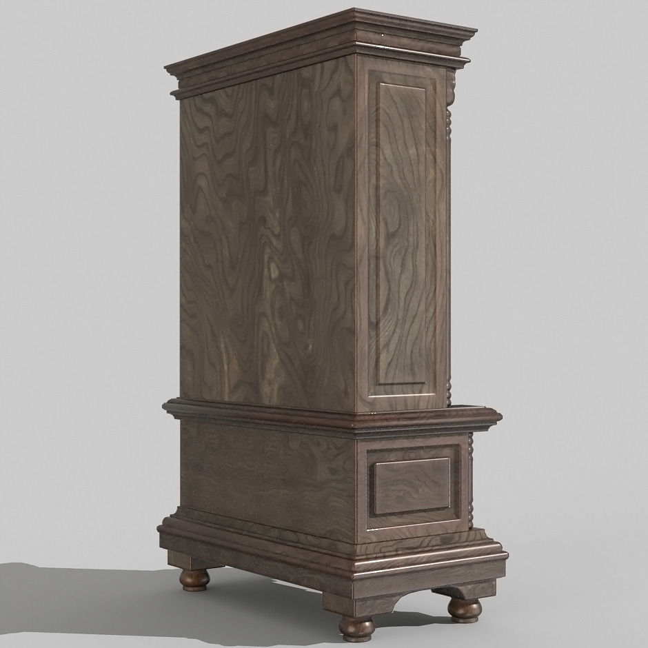 Antique bookcase Low-poly 3D model_4
