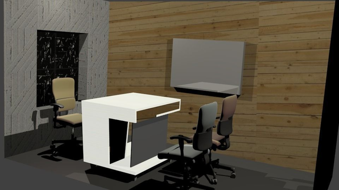 Office room with desk and chairs