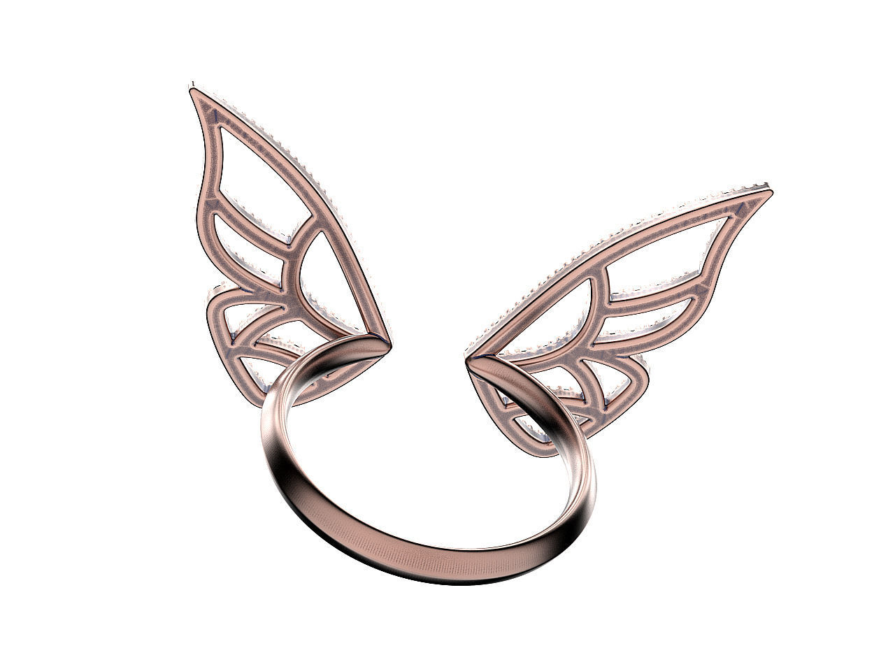 Ring Two Wings 3D print model_3