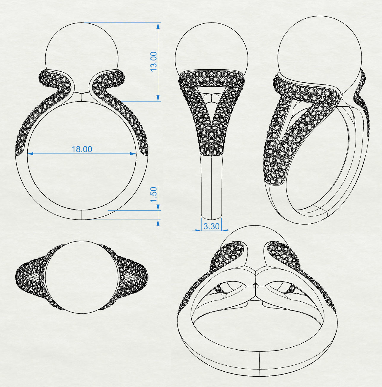 Ring Pearl Hugs 3D print model_7