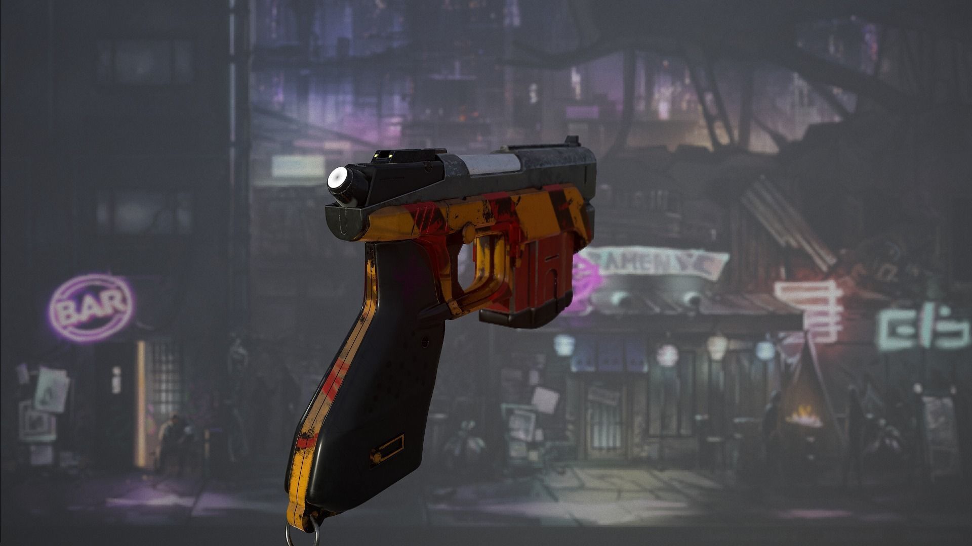 Pistol01 Middle poly 3D model_6