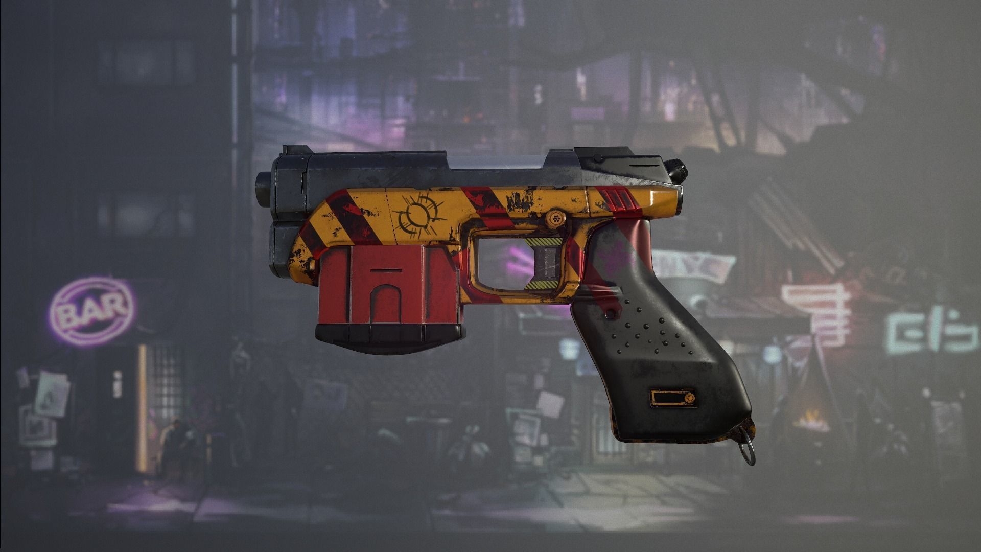 Pistol01 Middle poly 3D model_2