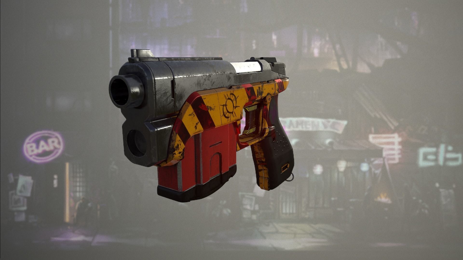 Pistol01 Middle poly 3D model_4