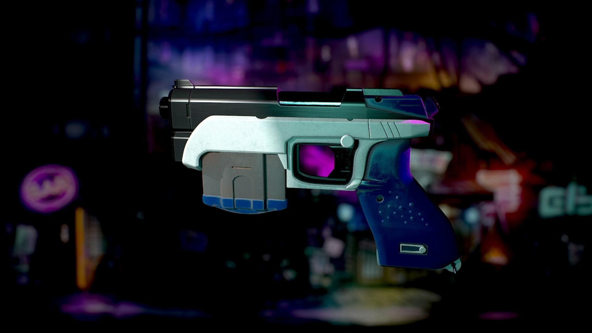 Pistol01 Middle poly 3D model_5