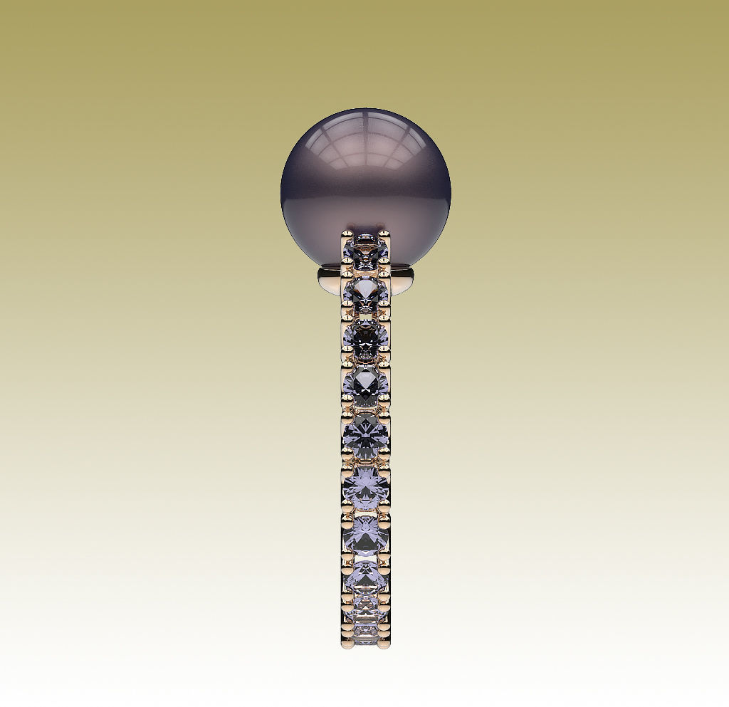RingPearl tahitian pearl and diamond ring 3D print model_6