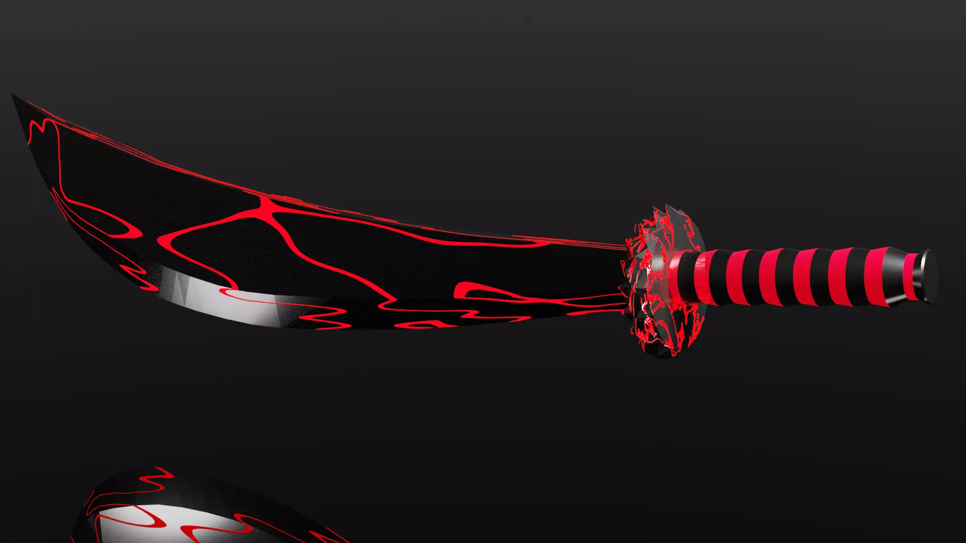 Fire Machete-low Poly-PBR 3D model_0