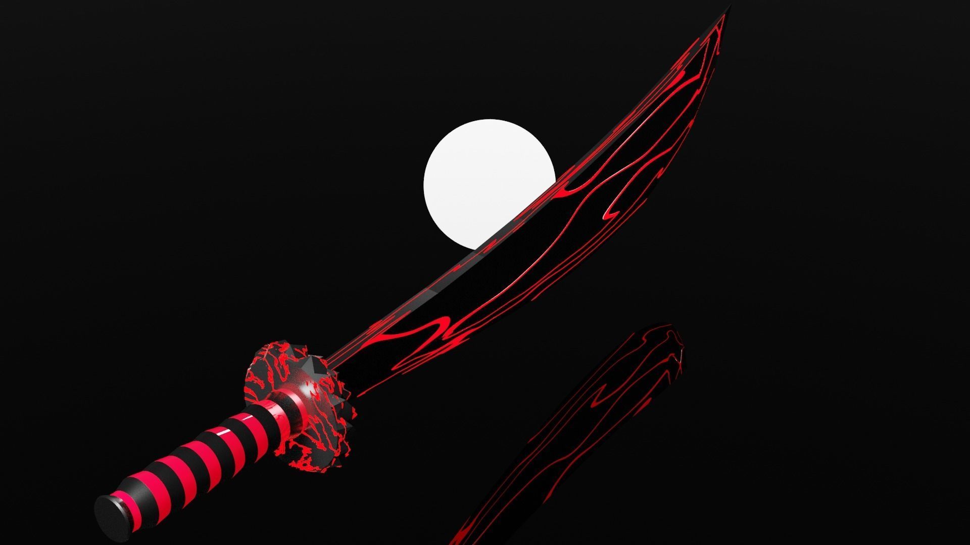 Fire Machete-low Poly-PBR 3D model_1