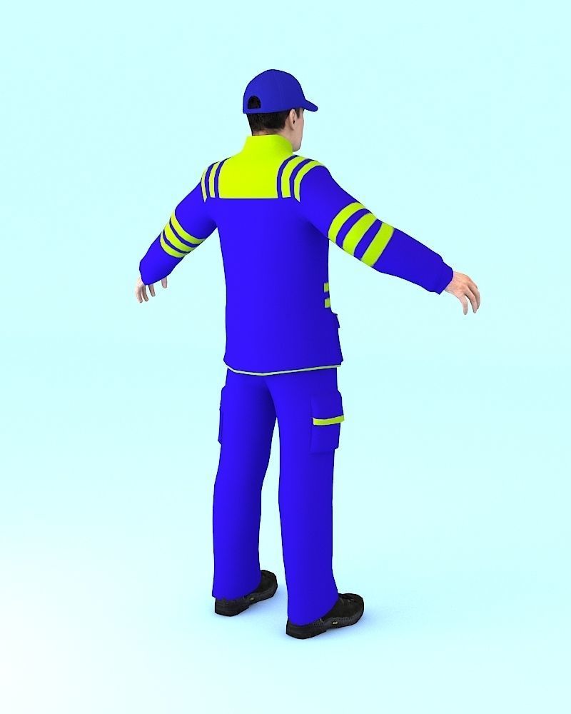 RIGGED WORKER MAN Low-poly 3D model_3