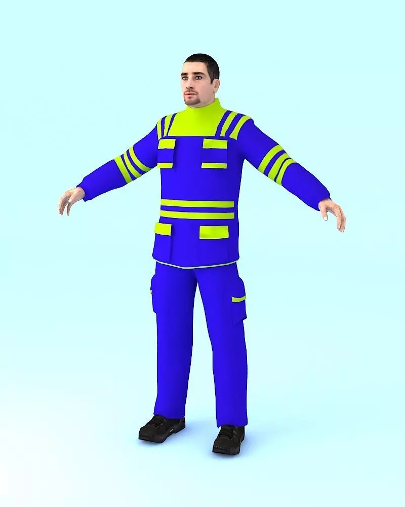 RIGGED WORKER MAN Low-poly 3D model_0