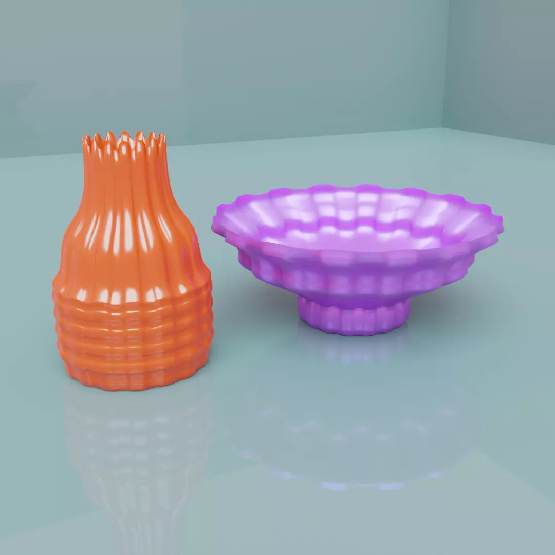 2 POTS vase and bowl 3D print model_0
