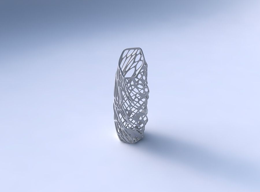 Vase twisted bent hexagon with twisted organic lattice 3D print model_3