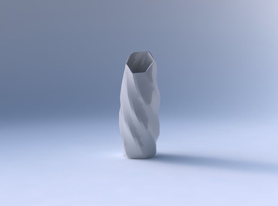 Vase twisted bent hexagon with uniform polygons 3D print model_4