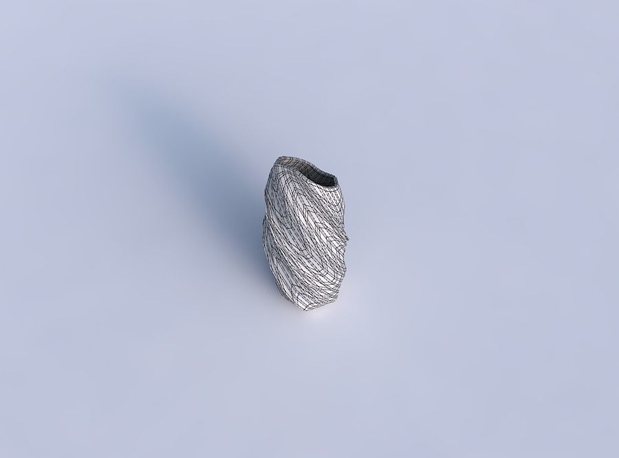 Vase twisted bent hexagon with wavy grid plates 3D print model_6