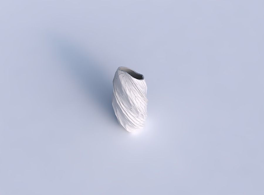 Vase twisted bent hexagon with wavy grid plates 3D print model_1