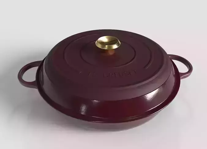 LeCreuset Purple Cast Iron Pan Low-poly 3D model