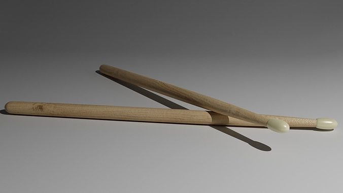 drumstick low poly pair of wooden drumsticks Low-poly 3D model
