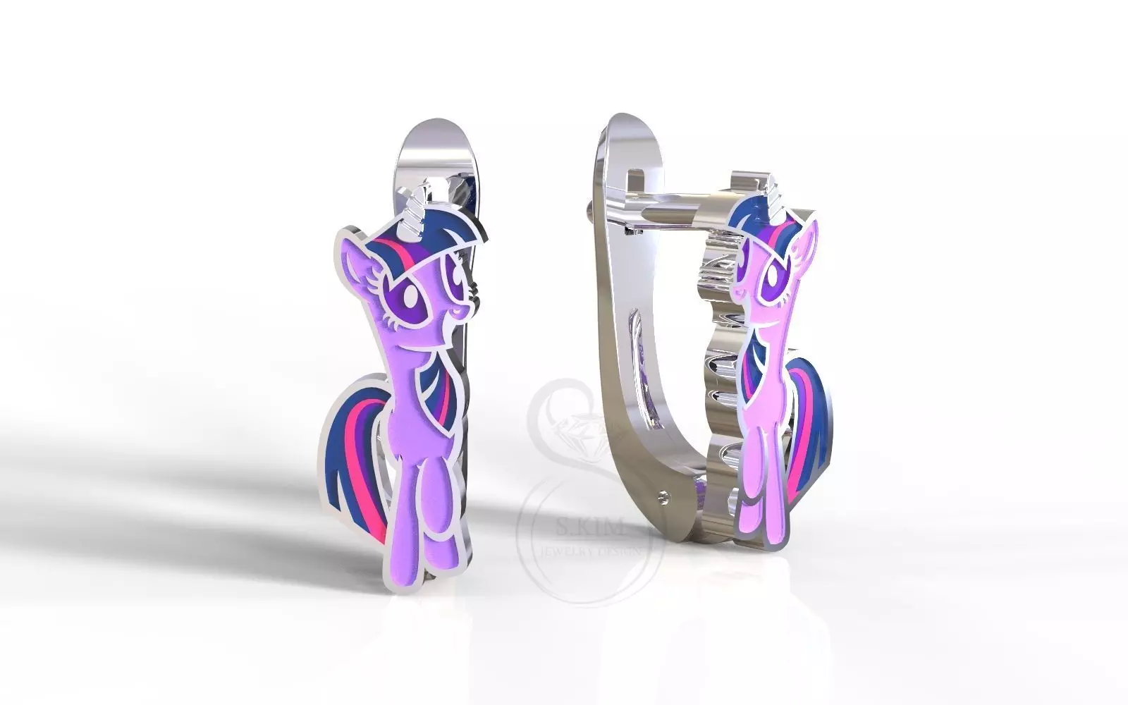 Twilight Sparkle pony kid earrings 3D print model