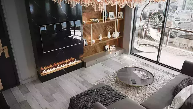 Living Room and Kitchen 3D model