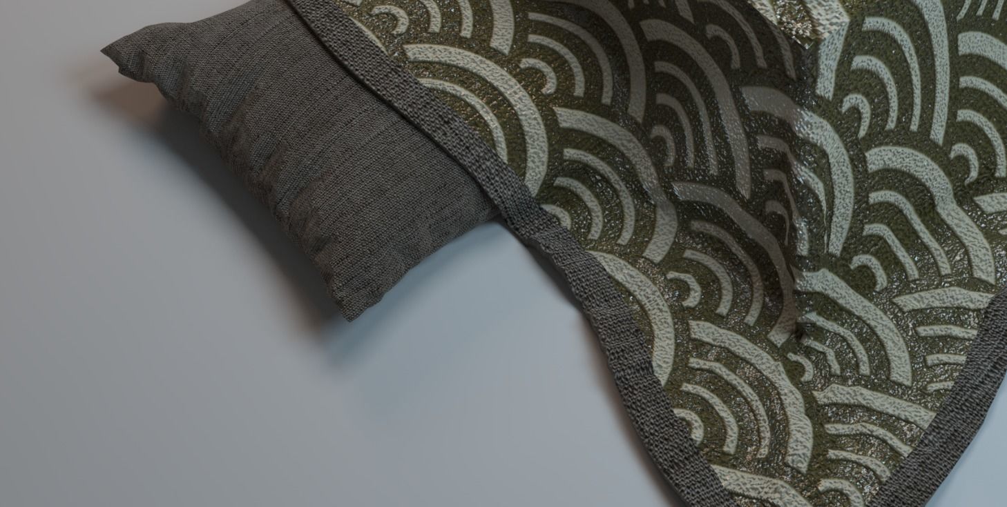 kotatsu low pillow japan wooden decoration Texture table  Low-poly 3D model_4