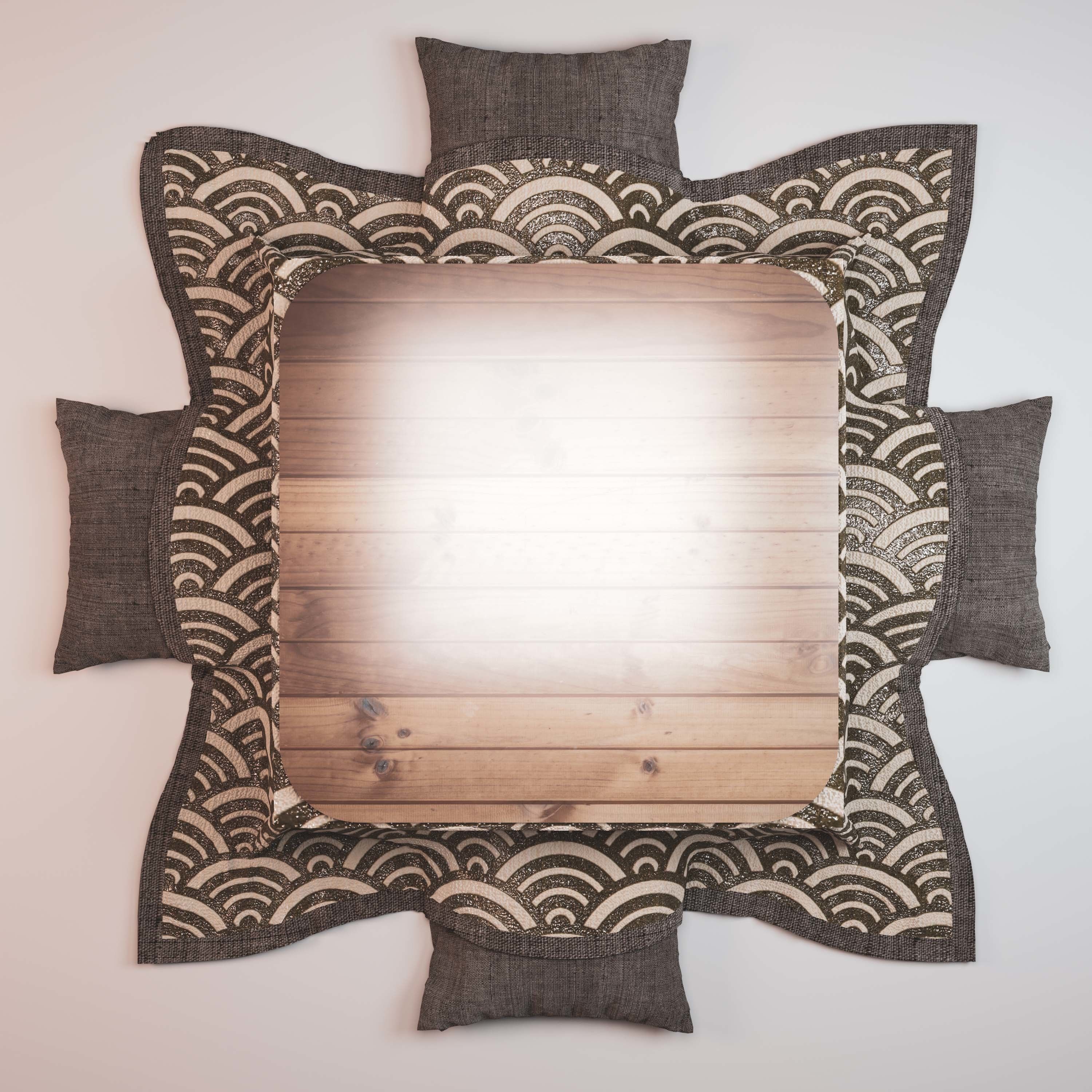 kotatsu low pillow japan wooden decoration Texture table  Low-poly 3D model_3