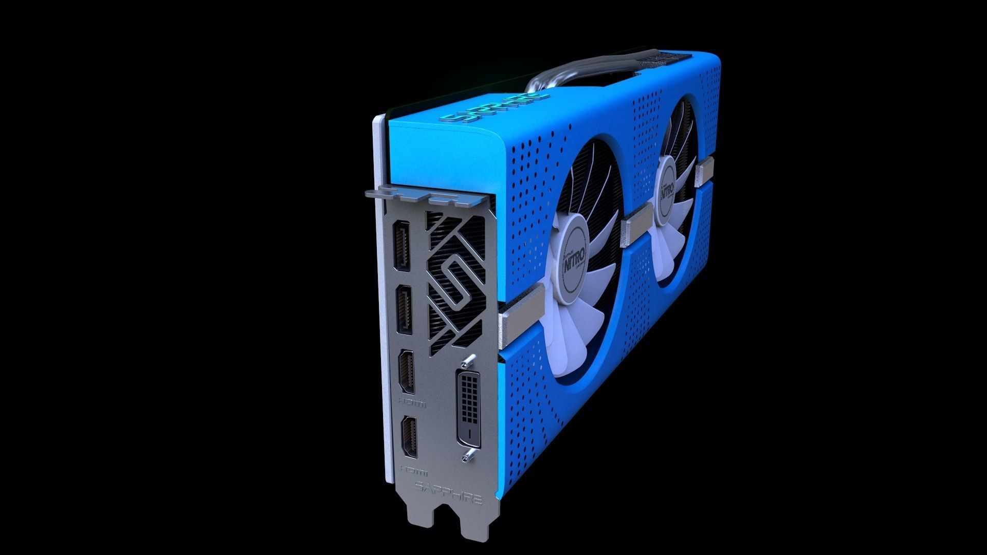RX580 SAPPHIRE NITRO PLUS BLUE EDITION 3D model_4
