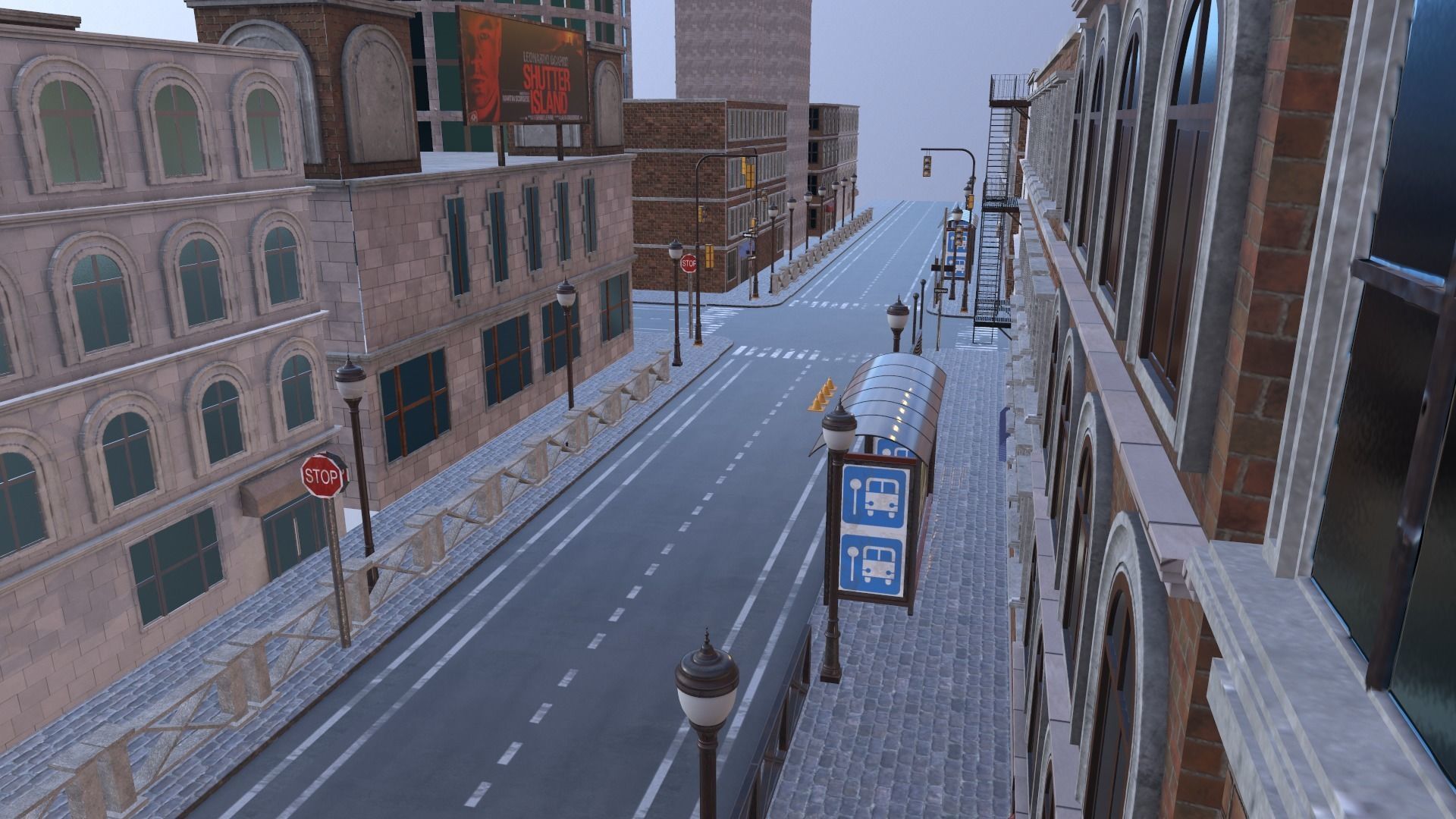 Game ready low poly modular city Low-poly 3D model_1