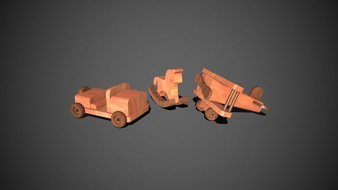 Wooden Toys Low-poly 3D model