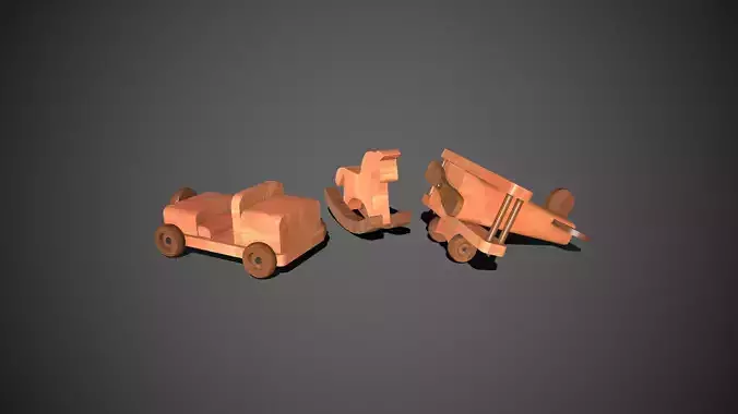Wooden Toys Low-poly 3D model