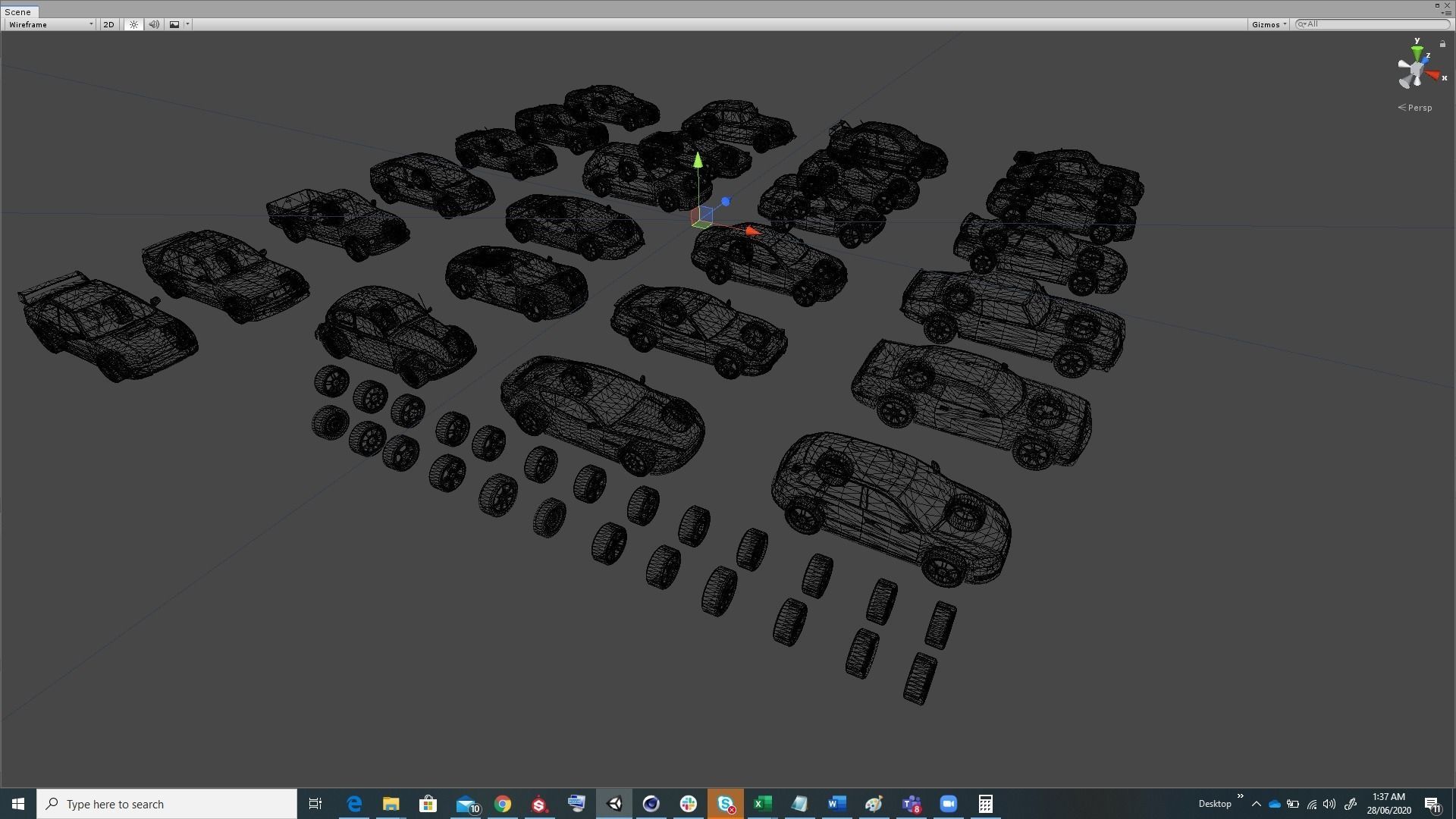 Pack Of wrecked rusted Low Poly 25 Sports Cars and 25 Rims Low-poly 3D model_20