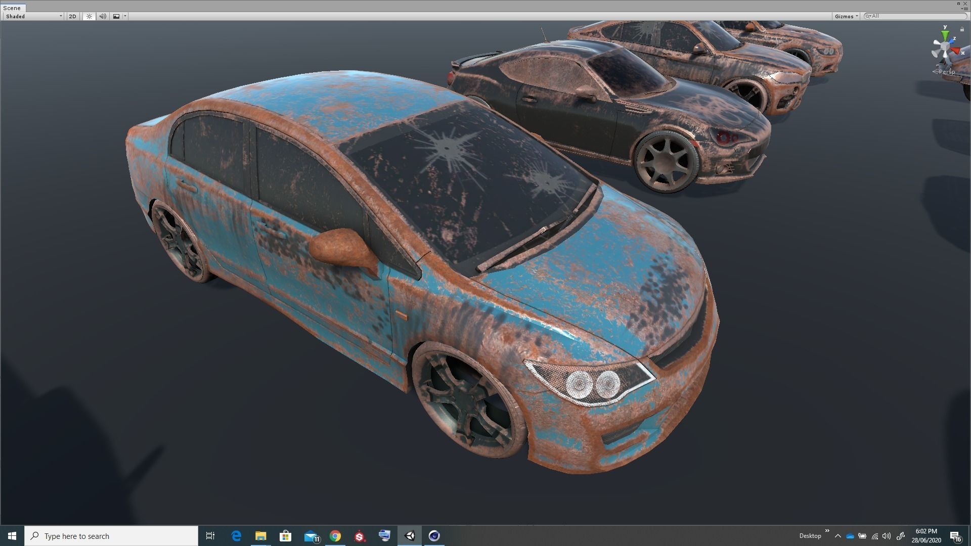 Pack Of wrecked rusted Low Poly 25 Sports Cars and 25 Rims Low-poly 3D model_8