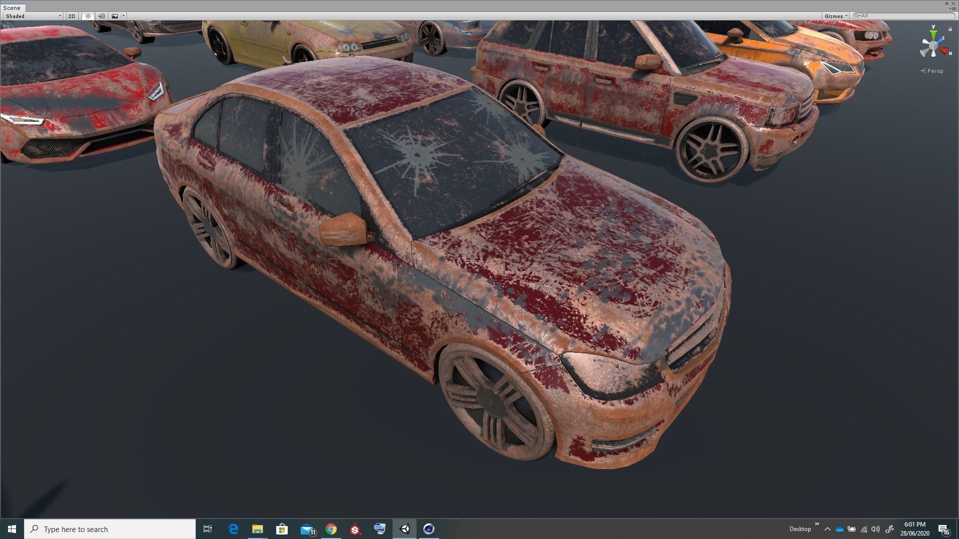 Pack Of wrecked rusted Low Poly 25 Sports Cars and 25 Rims Low-poly 3D model_18