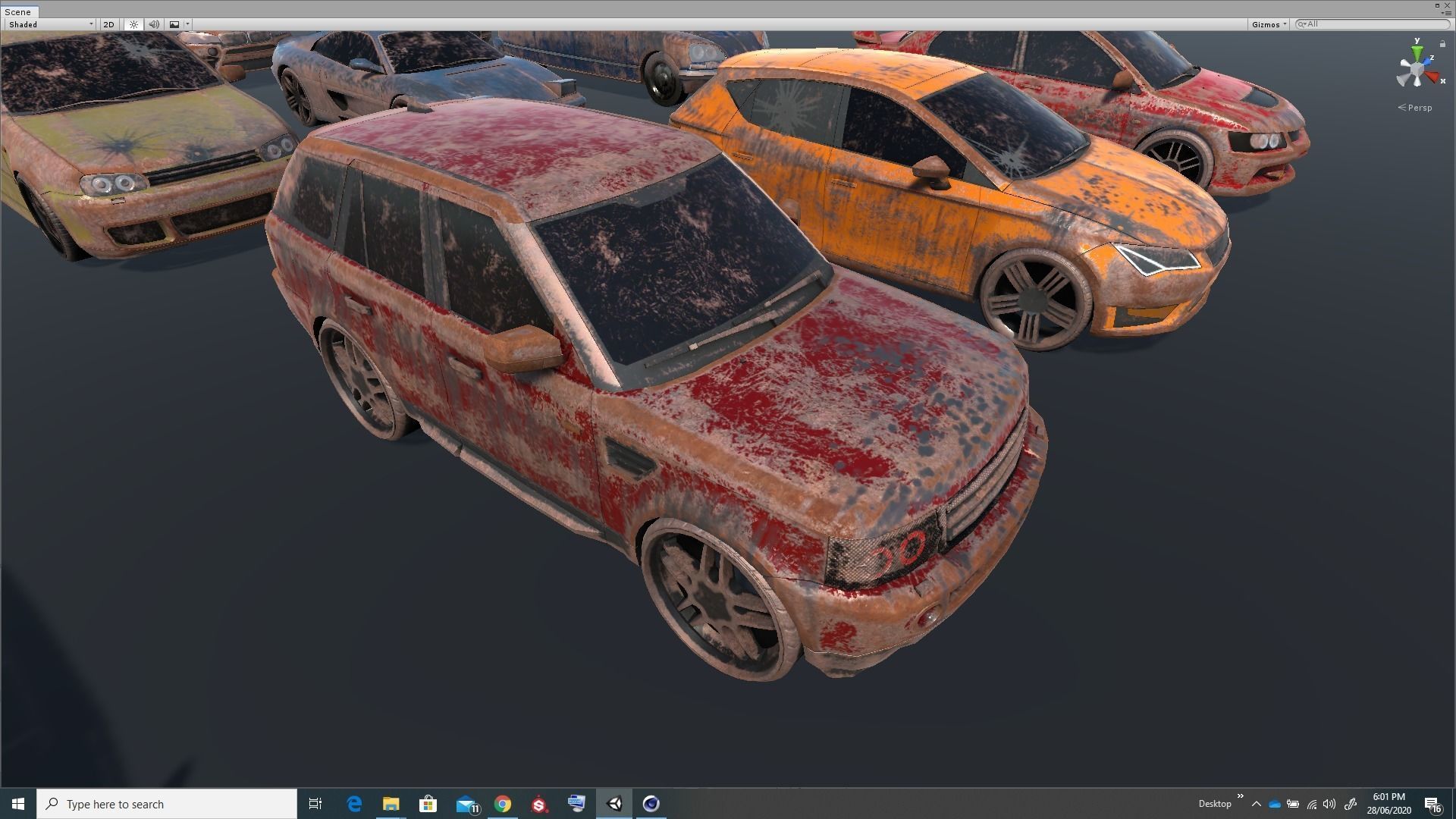 Pack Of wrecked rusted Low Poly 25 Sports Cars and 25 Rims Low-poly 3D model_15