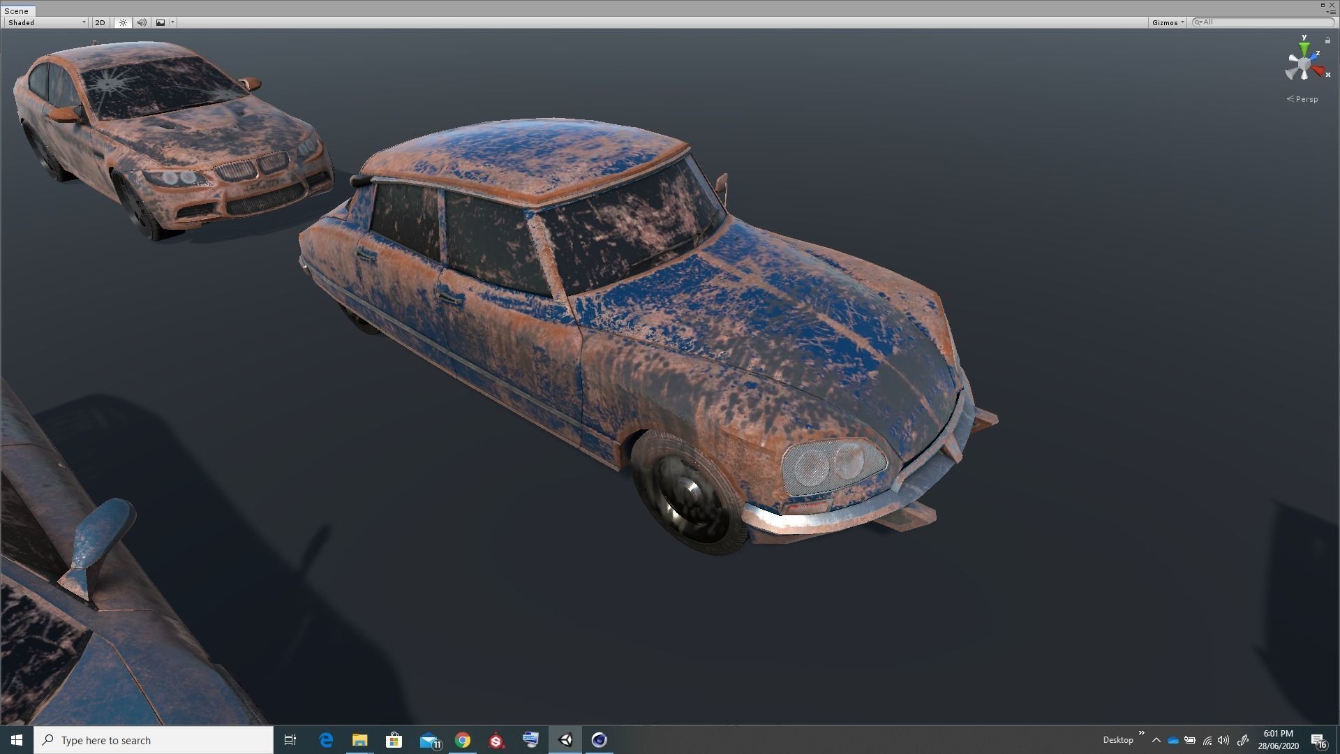 Pack Of wrecked rusted Low Poly 25 Sports Cars and 25 Rims Low-poly 3D model_6