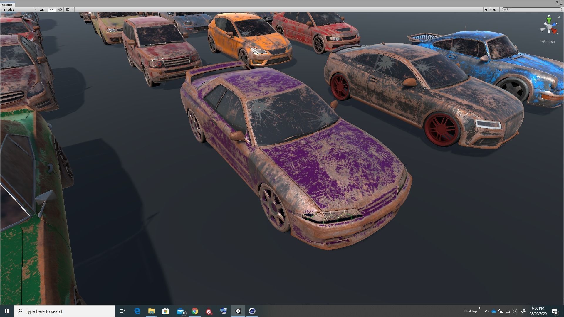 Pack Of wrecked rusted Low Poly 25 Sports Cars and 25 Rims Low-poly 3D model_13