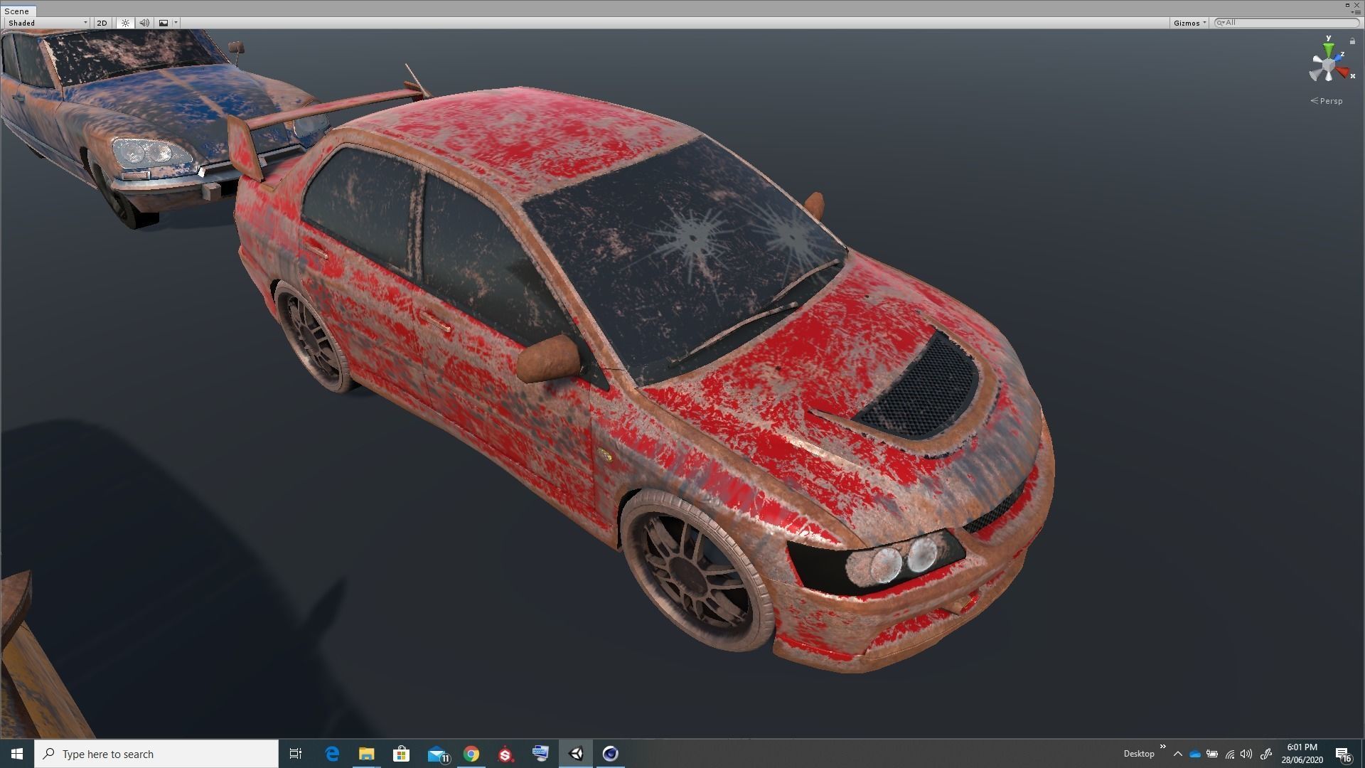 Pack Of wrecked rusted Low Poly 25 Sports Cars and 25 Rims Low-poly 3D model_7