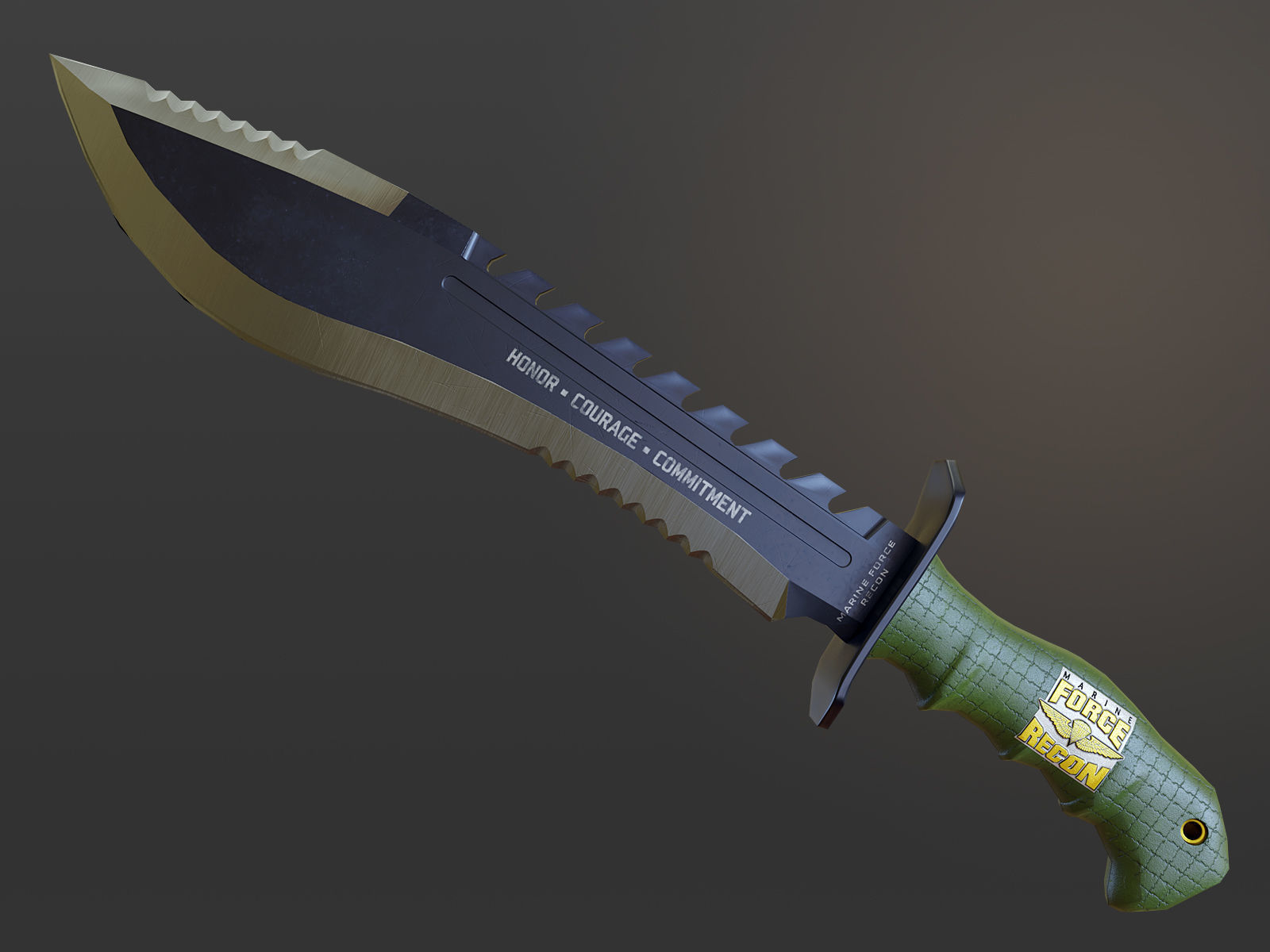 USMC Marine Kukri Knife Low-poly 3D model_8