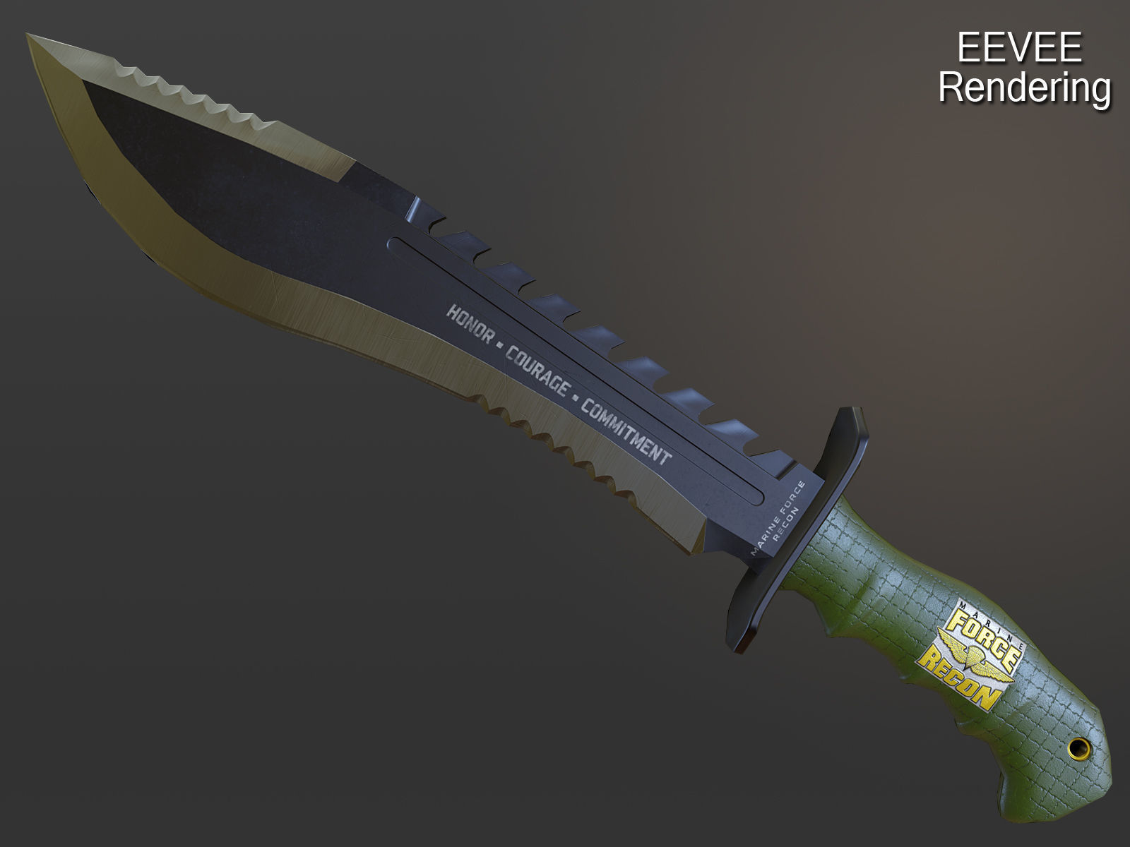USMC Marine Kukri Knife Low-poly 3D model_4