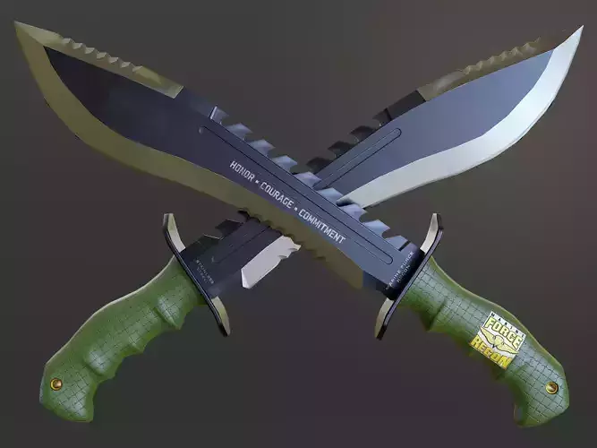 USMC Marine Kukri Knife Low-poly 3D model