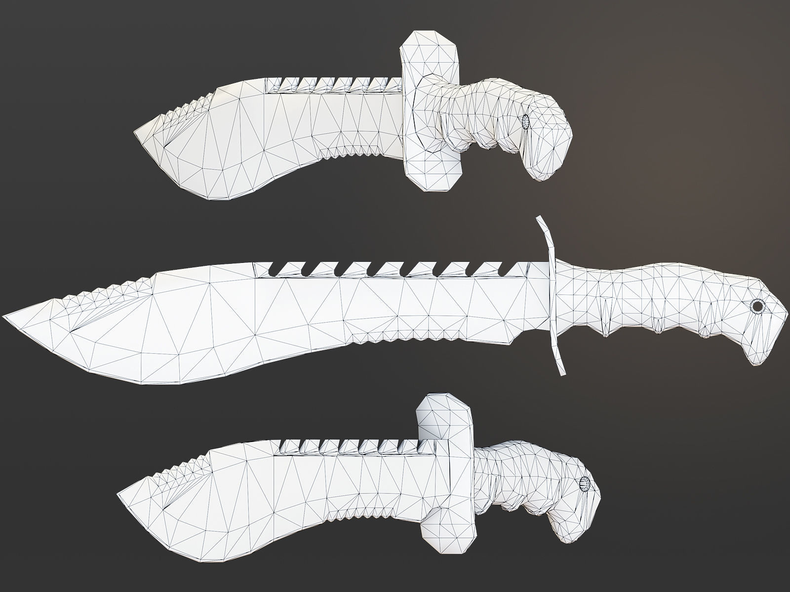 USMC Marine Kukri Knife Low-poly 3D model_12