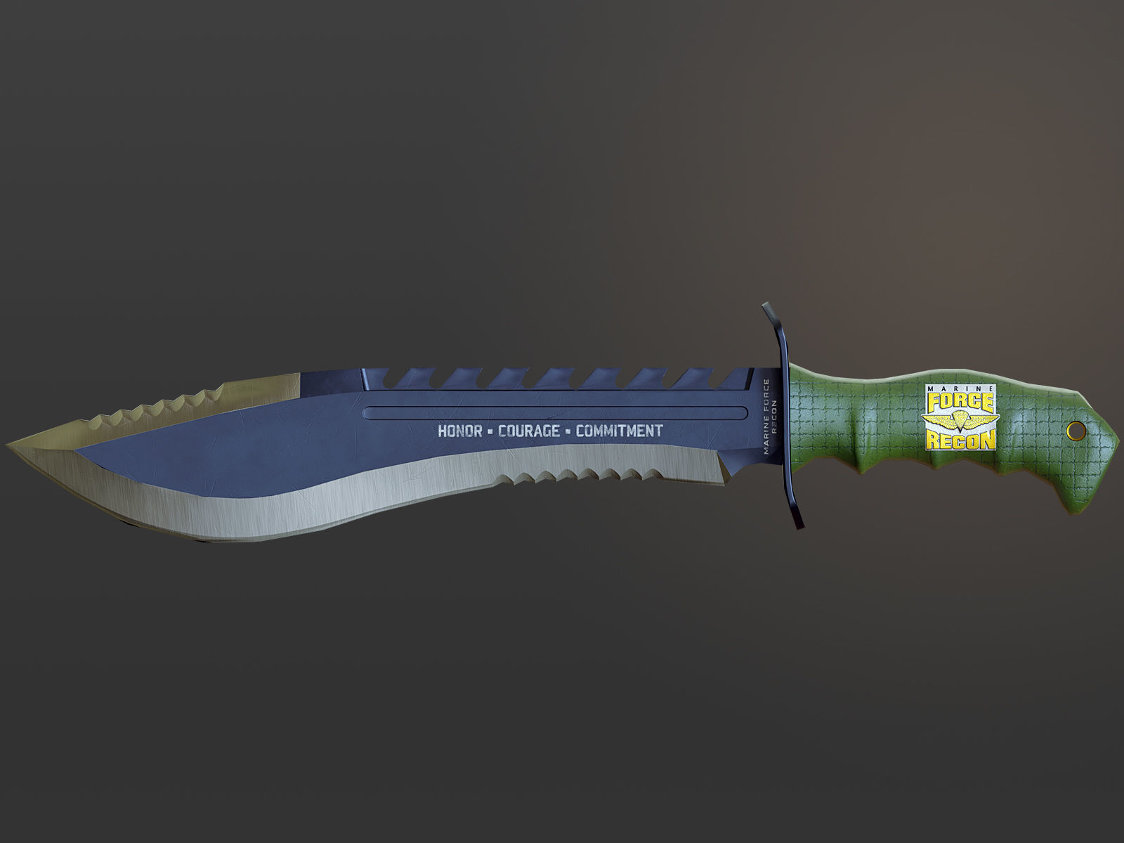 USMC Marine Kukri Knife Low-poly 3D model_9