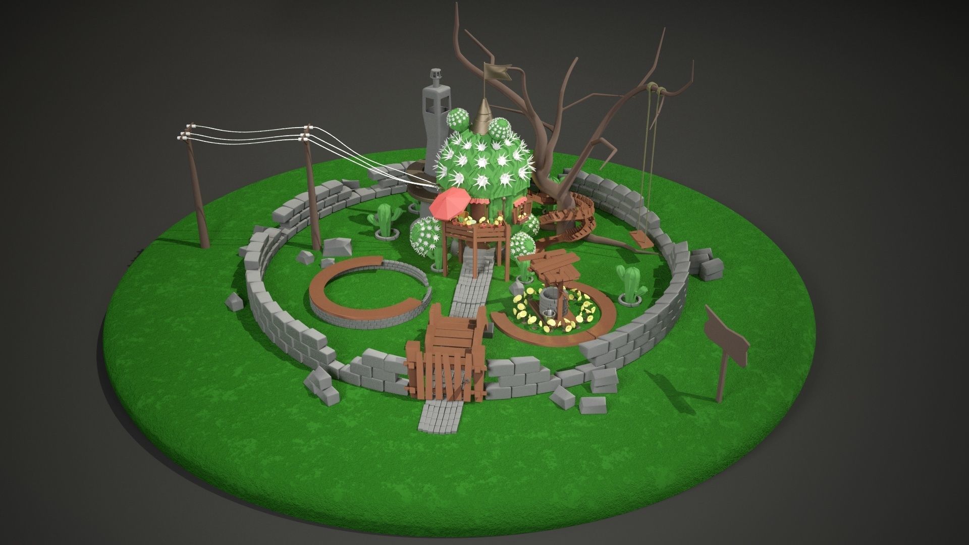 Cactus House 3D model_2