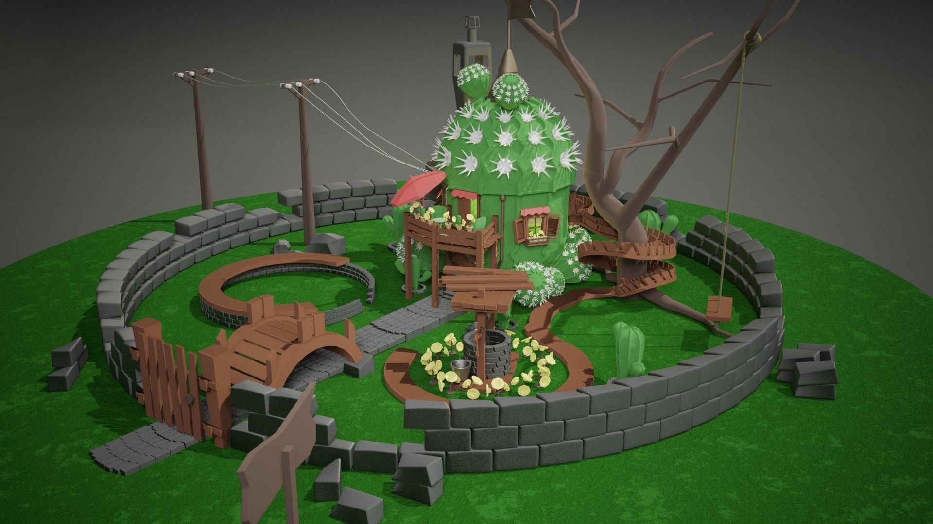 Cactus House 3D model_3