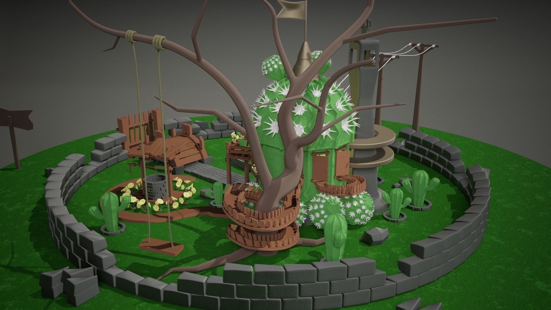 Cactus House 3D model_4