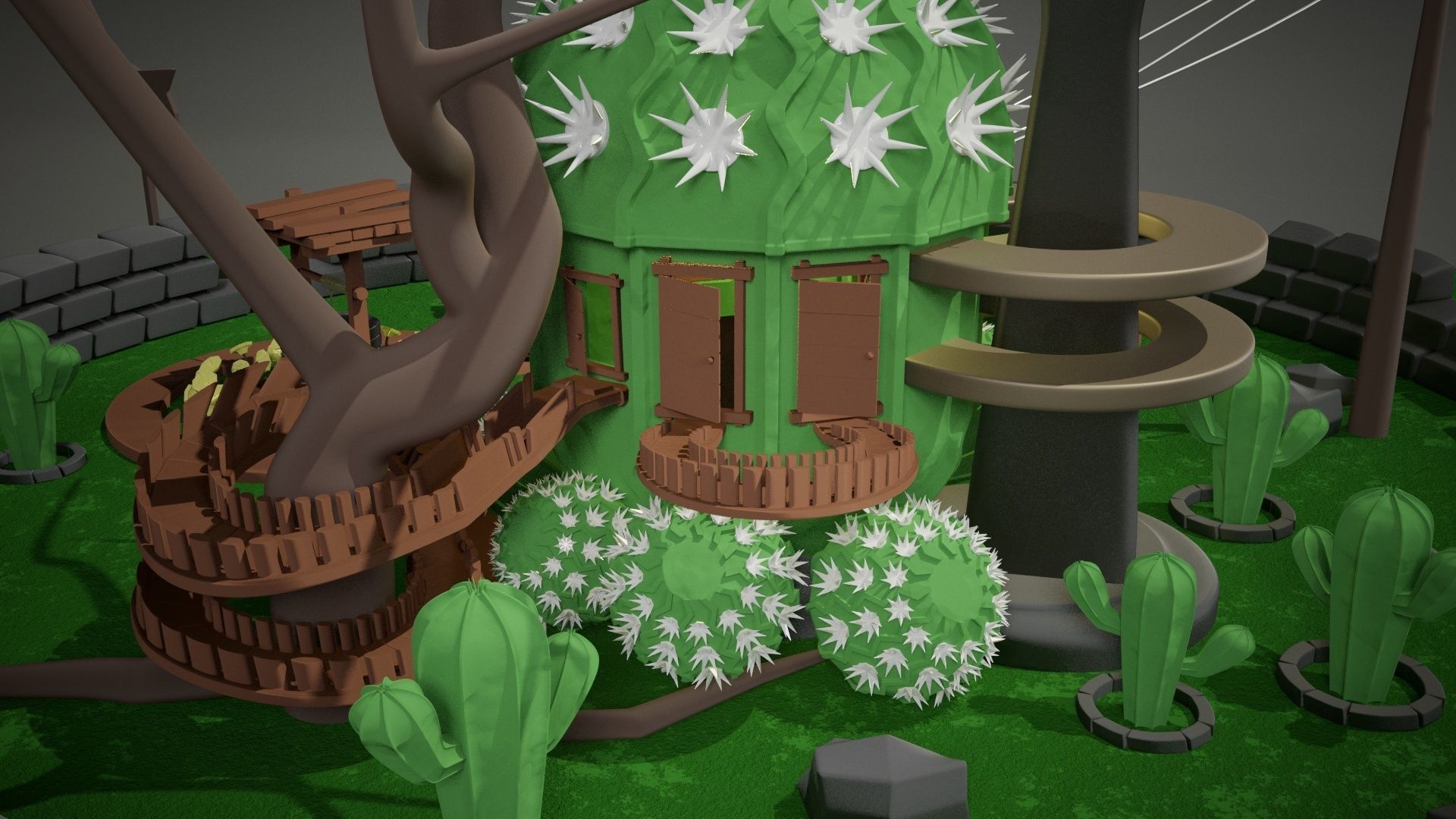 Cactus House 3D model_11
