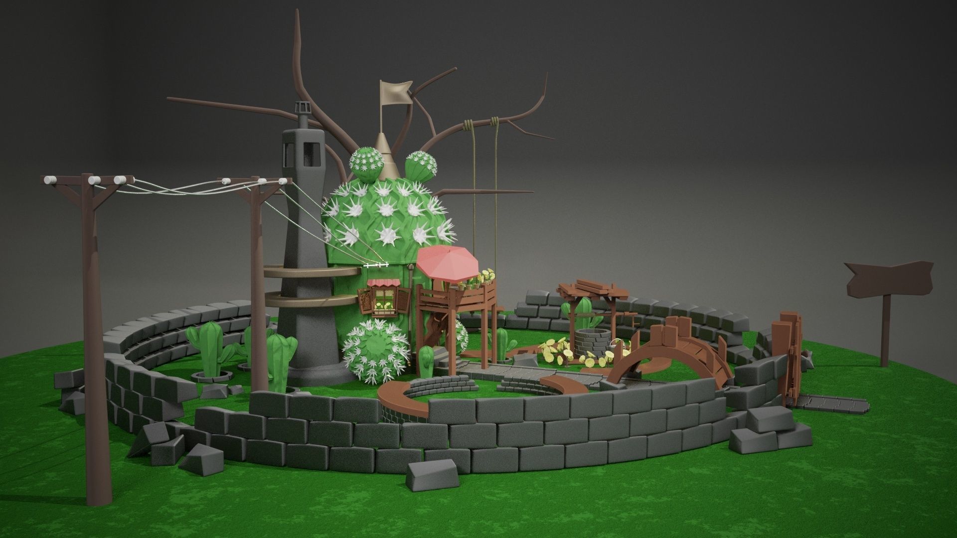 Cactus House 3D model_7