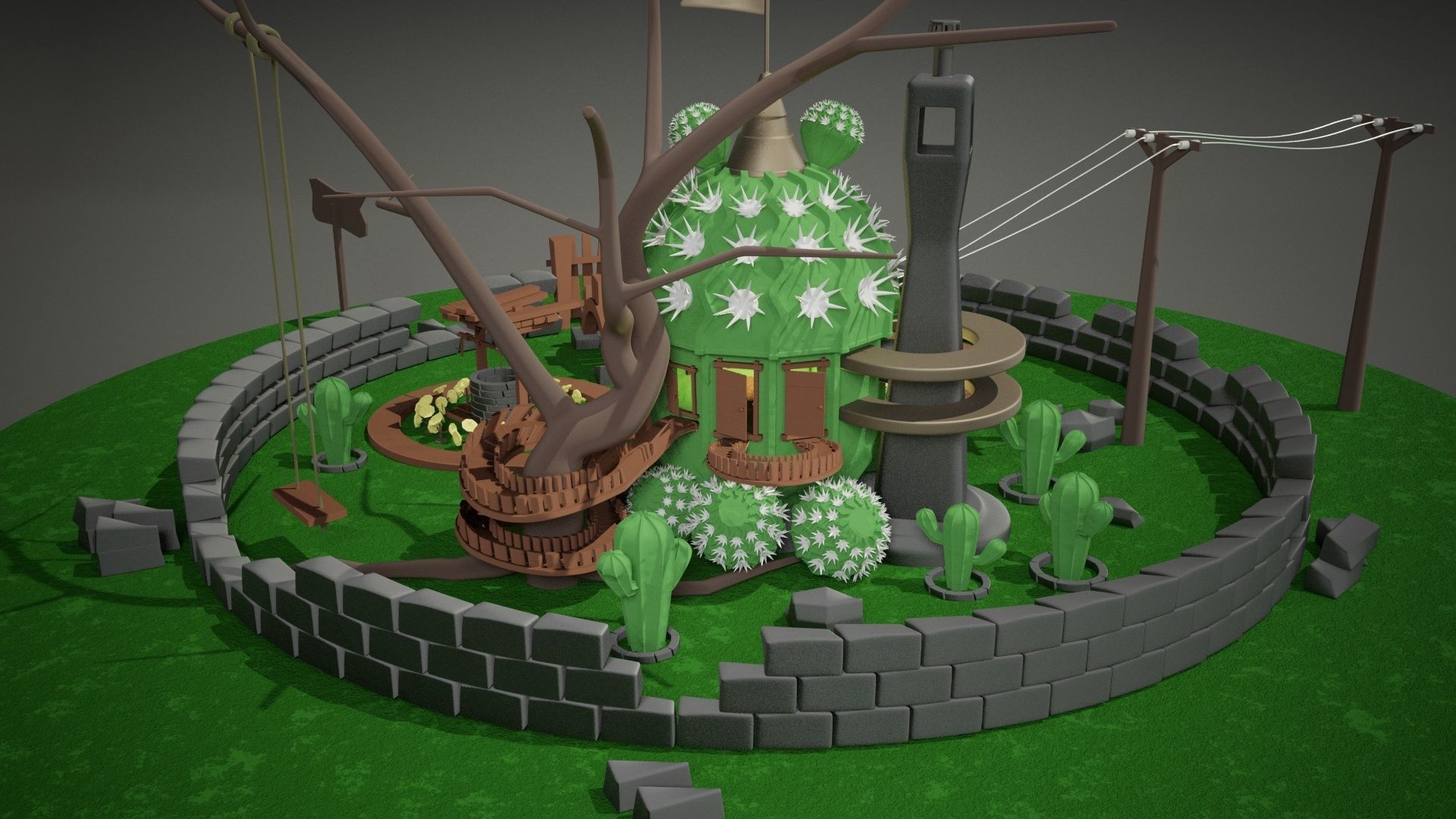 Cactus House 3D model_5